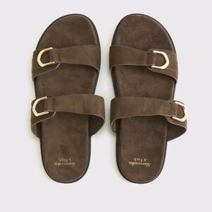 New A&F Vegan Suede Double Strap Sandals